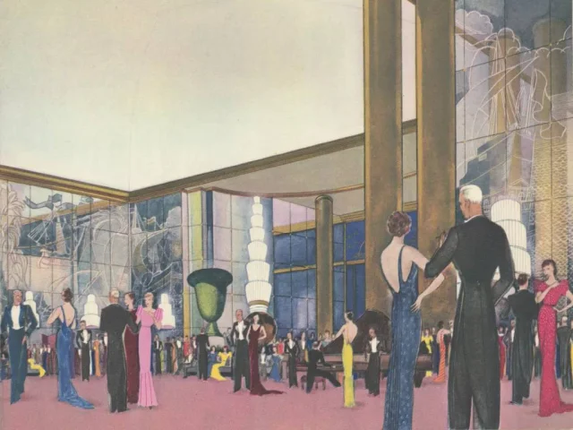 Le grand salon de première classe du paquebot Normandie (1935)